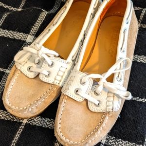 Sebago Womens Bala B61061 Taupe Suede Slip On Moc Toe Boat Shoes Size US 5.5